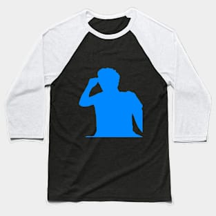 Facing Left Blue Silhouette Baseball T-Shirt